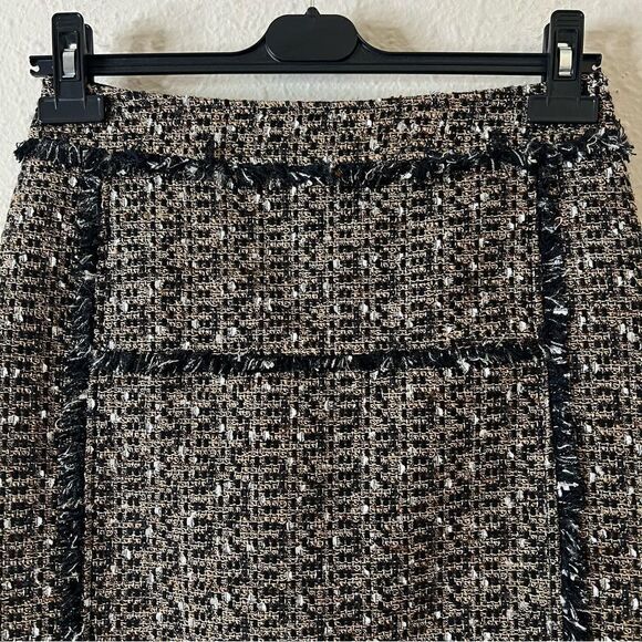 Tory Burch Tweed Mini Pencil Skirt Size 6 in Brown / Tan Wool Blend - Picture 2 of 8